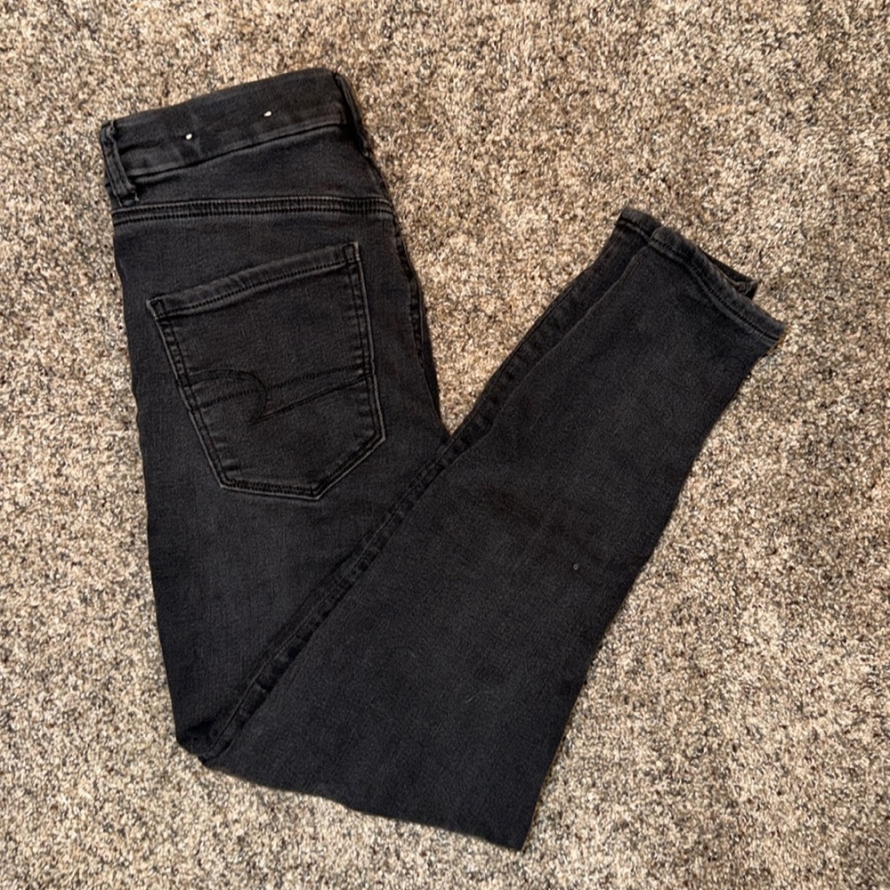 American Eagle- Curvy Hi Rise Jegging, Black, Size 6 (Short).